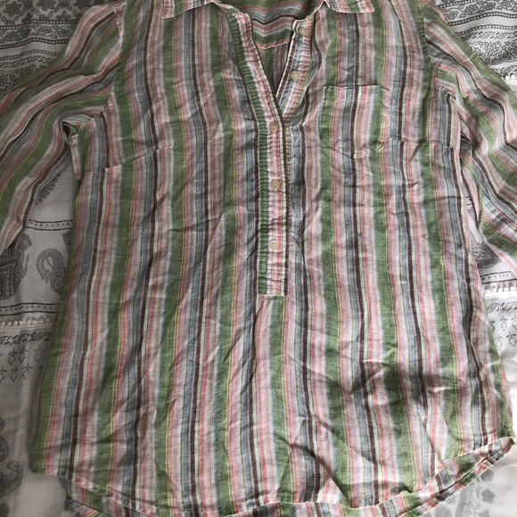 80s red blouse with black striped pattern size 2 medium